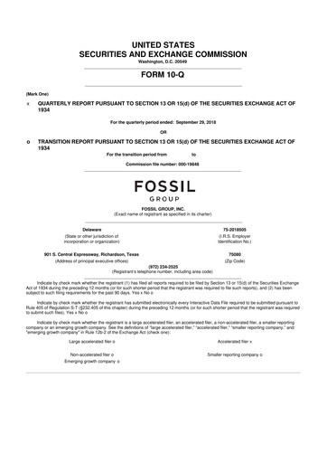 Thumbnail Fossil Group 10-Q Quarterly Report FY2018 