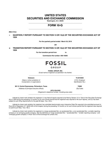 Thumbnail Fossil Group 10-Q Quarterly Report FY2019 