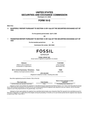 Thumbnail Fossil Group 10-Q Quarterly Report FY2020 