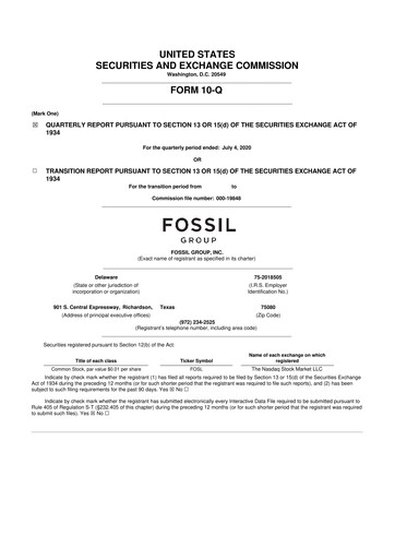 Thumbnail Fossil Group 10-Q Quarterly Report FY2020 