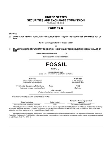 Thumbnail Fossil Group 10-Q Quarterly Report FY2020 