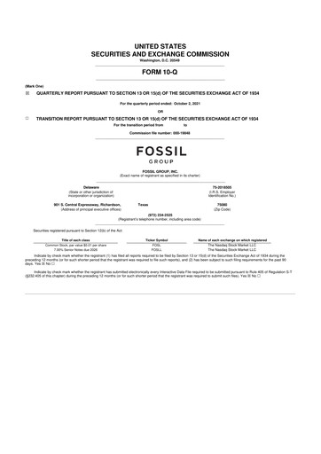 Thumbnail Fossil Group 10-Q Quarterly Report FY2021 