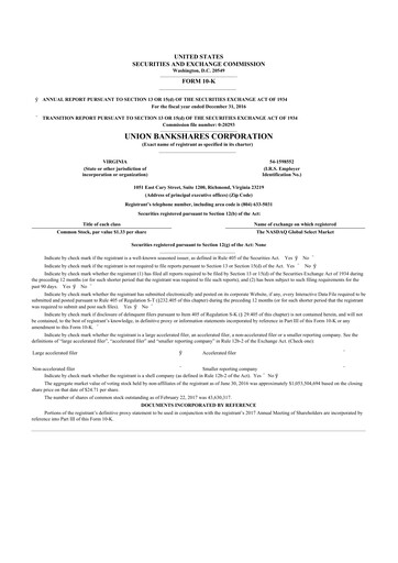 Vorschaubild Atlantic Union Bankshares 10-K Jahresbericht 2016