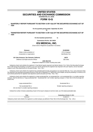 Thumbnail ICU Medical
 10-Q Quarterly Report FY2016 