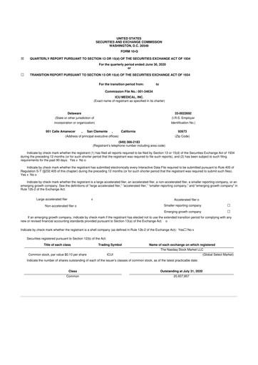 Thumbnail ICU Medical
 10-Q Quarterly Report FY2020 