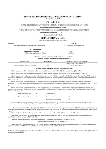 Thumbnail ICU Medical
 10-K Annual Report 2020