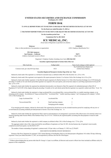 Thumbnail ICU Medical
 10-K Annual Report 2021