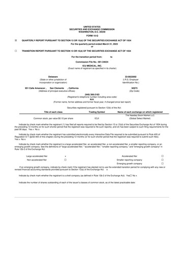 Thumbnail ICU Medical
 10-Q Quarterly Report FY2023 