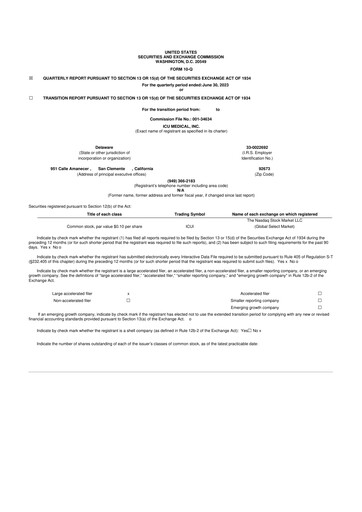 Thumbnail ICU Medical
 10-Q Quarterly Report FY2023 
