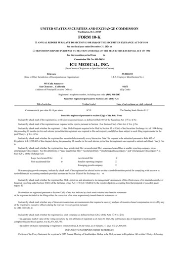 Thumbnail ICU Medical
 10-K Annual Report 2024