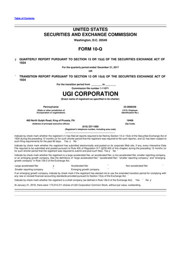 Thumbnail UGI Corporation
 10-Q Quarterly Report FY2018 