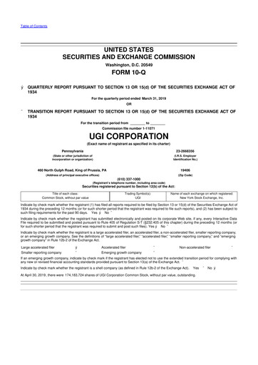 Thumbnail UGI Corporation
 10-Q Quarterly Report FY2019 