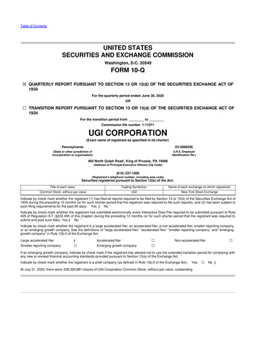 Thumbnail UGI Corporation
 10-Q Quarterly Report FY2020 
