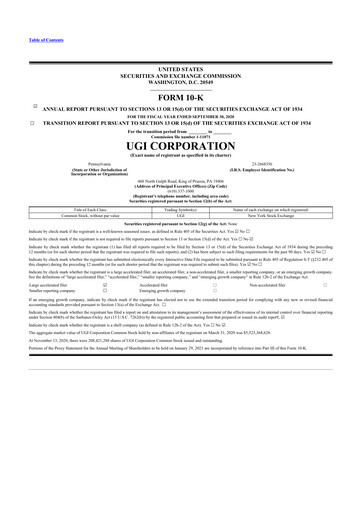 Thumbnail UGI Corporation
 10-K Annual Report 2020