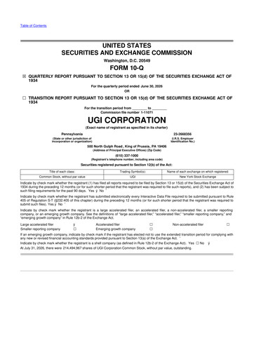 Thumbnail UGI Corporation
 10-Q Quarterly Report FY2026 