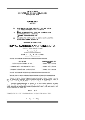 Thumbnail Royal Caribbean Group 20-F Annual Report 