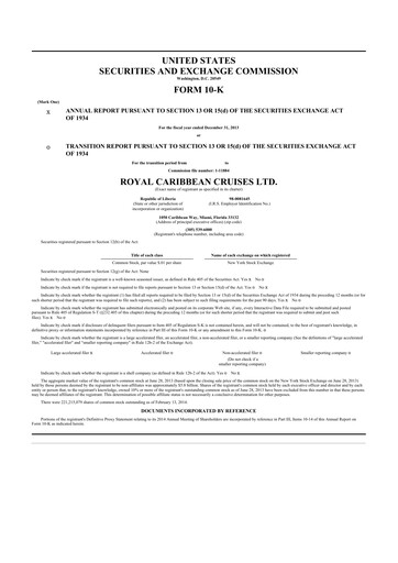 Thumbnail Royal Caribbean Group 10-K Annual Report 2013