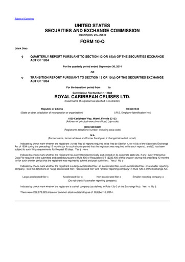 Thumbnail Royal Caribbean Group 10-Q Quarterly Report FY2014 