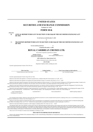 Thumbnail Royal Caribbean Group 10-K Annual Report 2020