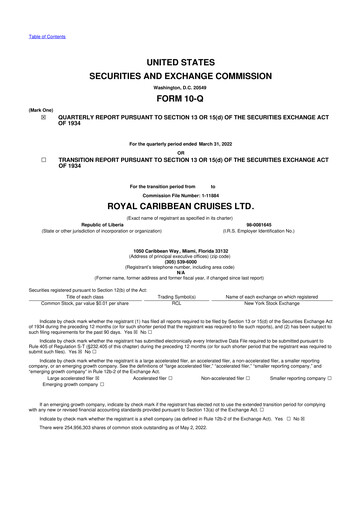 Thumbnail Royal Caribbean Group 10-Q Quarterly Report FY2022 