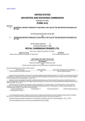 Thumbnail Royal Caribbean Group 10-Q Quarterly Report FY2022 