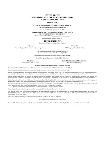 Thumbnail Buckle
 10-K Annual Report 2014