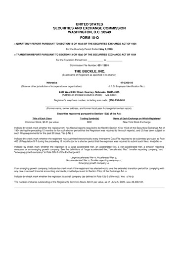 Thumbnail Buckle
 10-Q Quarterly Report FY2020 