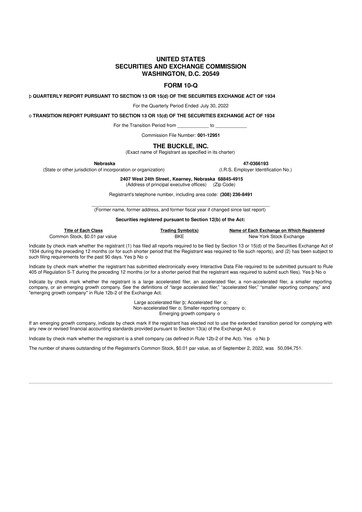 Thumbnail Buckle
 10-Q Quarterly Report FY2022 