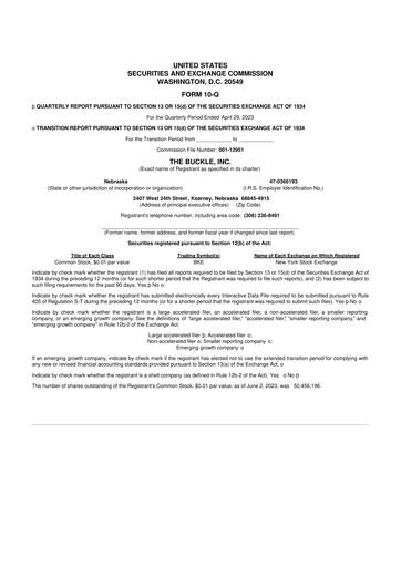 Thumbnail Buckle
 10-Q Quarterly Report FY2023 