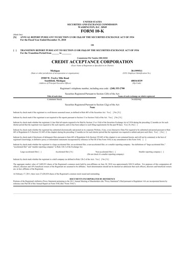 Thumbnail Credit Acceptance
 10-K Annual Report 