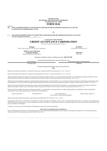 Thumbnail Credit Acceptance
 10-K Annual Report 2011