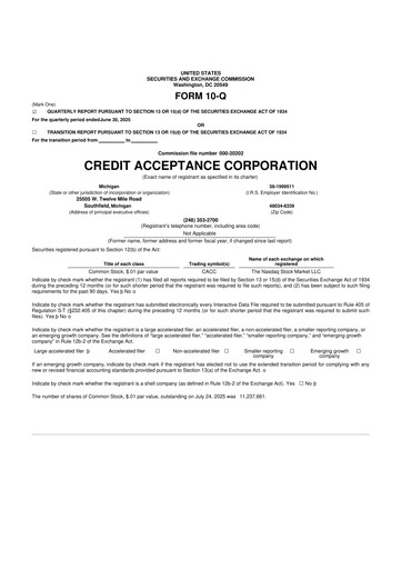 Thumbnail Credit Acceptance
 10-Q Quarterly Report FY2025 