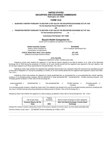 Thumbnail Bausch Health
 10-Q Quarterly Report FY2019 
