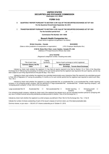 Thumbnail Bausch Health
 10-Q Quarterly Report FY2019 