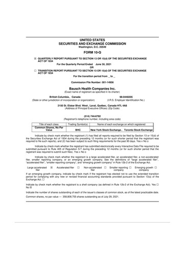 Thumbnail Bausch Health
 10-Q Quarterly Report FY2021 