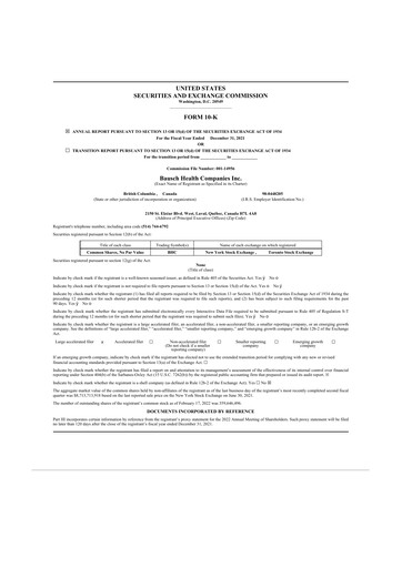 Thumbnail Bausch Health
 10-K Annual Report 2021