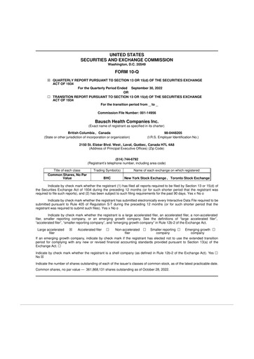 Thumbnail Bausch Health
 10-Q Quarterly Report FY2022 