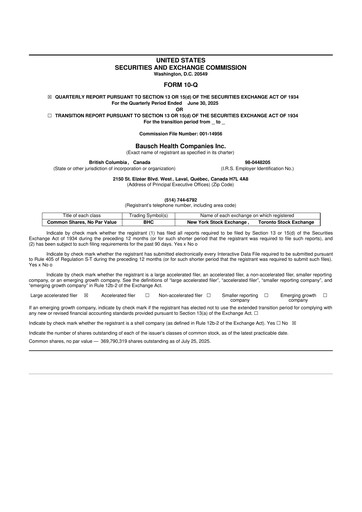 Thumbnail Bausch Health
 10-Q Quarterly Report FY2025 