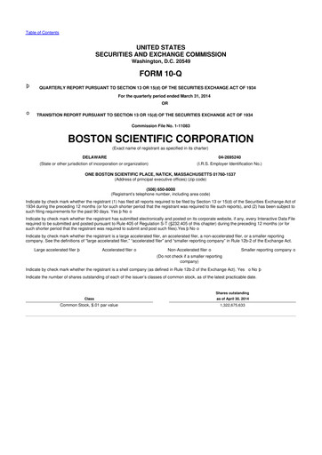 Thumbnail Boston Scientific 10-Q Quarterly Report FY2014 
