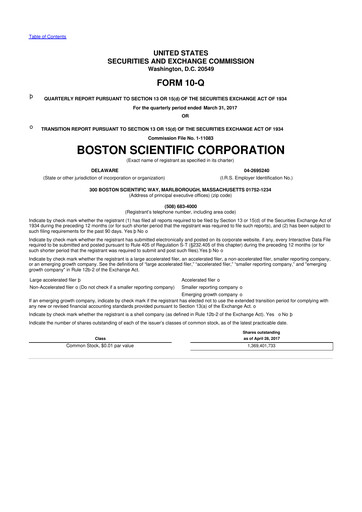 Thumbnail Boston Scientific 10-Q Quarterly Report FY2017 