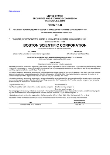 Thumbnail Boston Scientific 10-Q Quarterly Report FY2018 