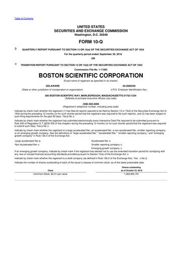 Thumbnail Boston Scientific 10-Q Quarterly Report FY2018 