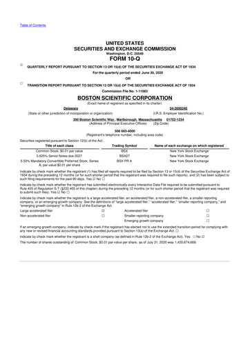 Thumbnail Boston Scientific 10-Q Quarterly Report FY2020 
