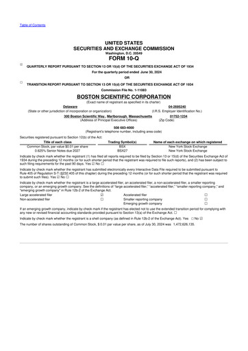 Thumbnail Boston Scientific 10-Q Quarterly Report FY2024 