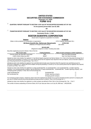 Miniature Boston Scientific 10-Q Rapport trimestriel 2026 