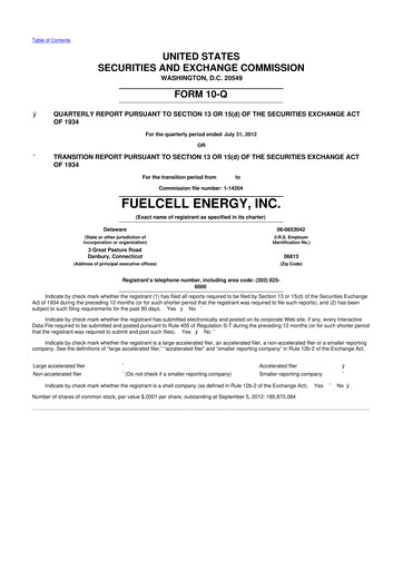 Vorschaubild FuelCell Energy
 10-Q Quartalsbericht 2012 