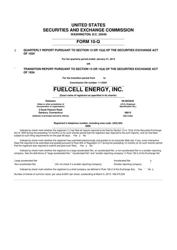 Vorschaubild FuelCell Energy
 10-Q Quartalsbericht 2013 