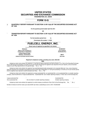 Vorschaubild FuelCell Energy
 10-Q Quartalsbericht 2013 
