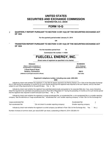 Vorschaubild FuelCell Energy
 10-Q Quartalsbericht 2014 