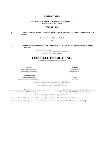 Thumbnail FuelCell Energy
 10-K Annual Report 2015